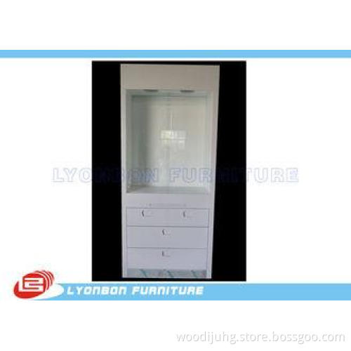 White Wood Display Cabinets Drawers For Retail Jewelry Disp